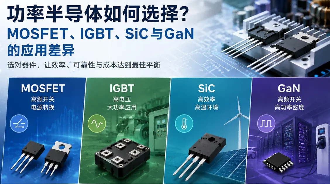 功率半导体如何选择？MOSFET、IGBT、SiC与GaN的应用差异