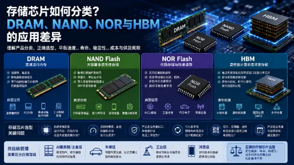 存储芯片如何分类？DRAM、NAND、NOR与HBM的应用差异